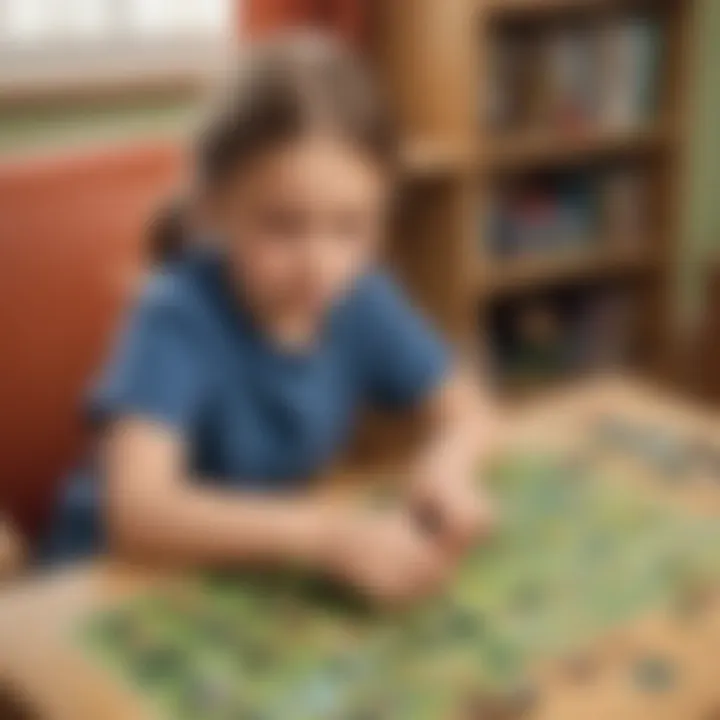 Child solving puzzles in a game setting