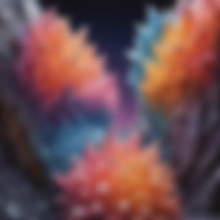 Crystal formations merging with vibrant crayon hues