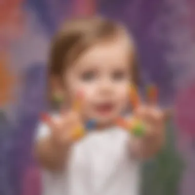 2-year-old painting with fingers