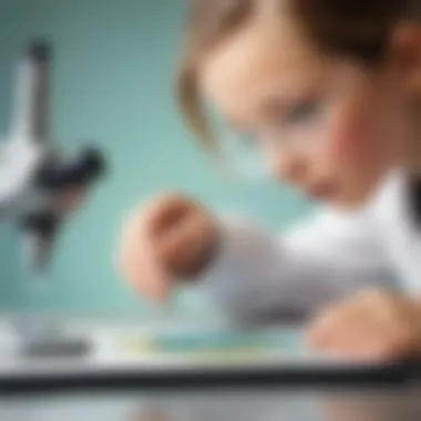 Child exploring a microscope slide