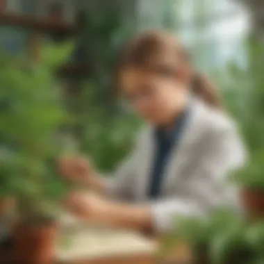 Young scientist observing plant growth