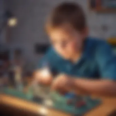 Kid building a simple circuit