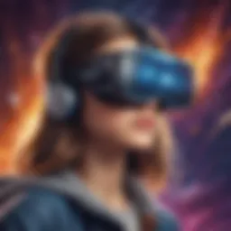 Teenager exploring virtual reality goggles