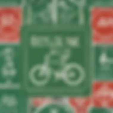 Illustration featuring a green square sign displaying a bicycle icon