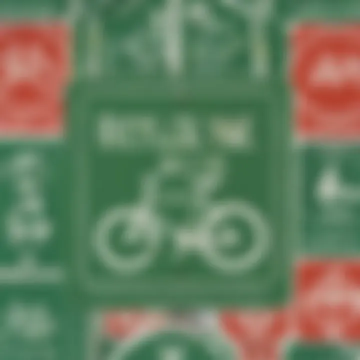 Illustration featuring a green square sign displaying a bicycle icon