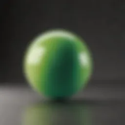 Vibrant green bouncy ball in motion