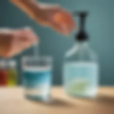 Experimental Setup: Soap vs. Sanitizer Visual representation of a laboratory experiment comparing the effects of soap and sanitizer on bacteria
