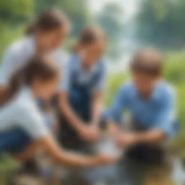 Young learners conducting a water quality experiment