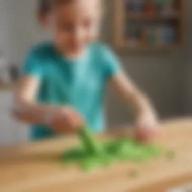 Child playing with stretchy slime