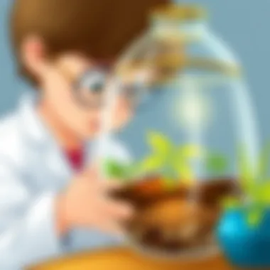 A close-up of a child observing the growth in a terrarium.