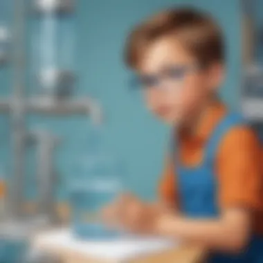 Young child observing water filtration components