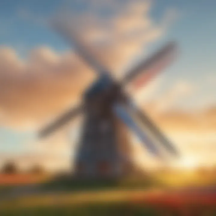 A colorful windmill spinning in the breeze, showcasing the beauty of renewable energy.