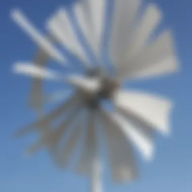 A close-up of a windmill's blades catching the wind, demonstrating the mechanics of wind energy.