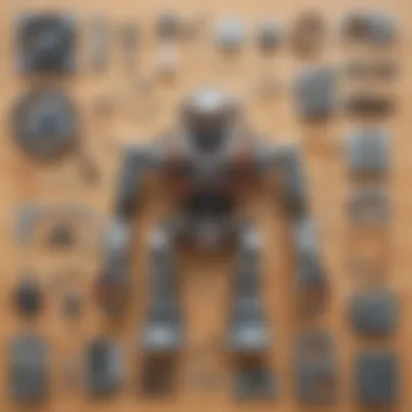 Components of a robot laid out on a table