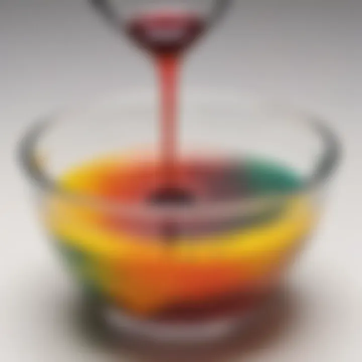 Bowl with food coloring and vinegar mixture