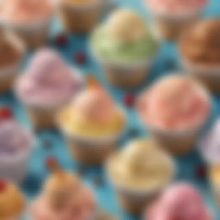 Creative ice cream flavors in bowls