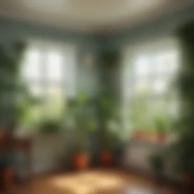 Indoor environment with plants and humidity indicators