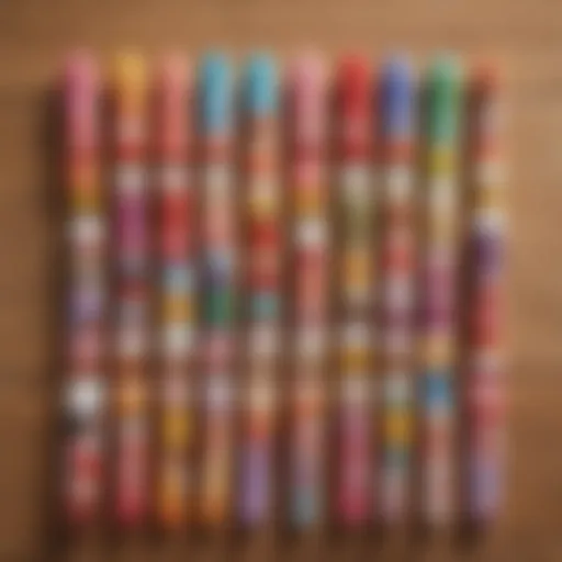 Colorful lip balm products displayed on a wooden table.