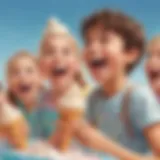Excited children enjoying the ice cream-making experience