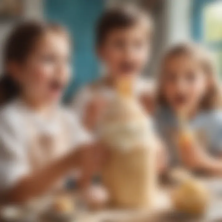 Children observing the ice cream forming in the bag