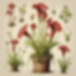 Botanical Illustration of a Carnivorous Plant