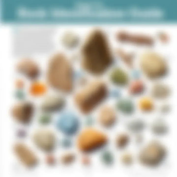 Rock Identification Guide A field guide with various rock specimens laid out for identification