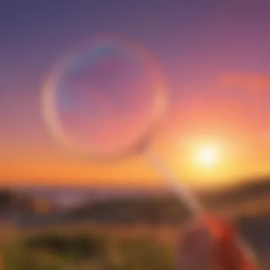 Enchanting Bubble Wand Casting Vibrant Colors in the Sunset Colorful Bubble Wand at Sunset