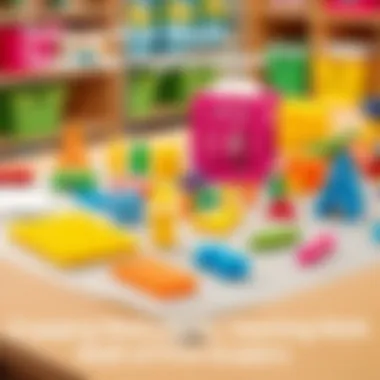 Colorful mathematical manipulatives on a classroom table