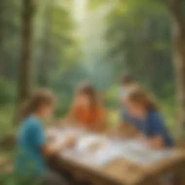 Exploring Math in Nature's Classroom Children participating in a fun outdoor math activity