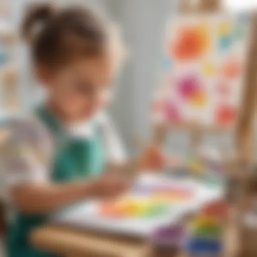 Preschooler engaging in artistic exploration with paints and brushes