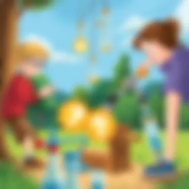 Outdoor experiment demonstrating physics concepts