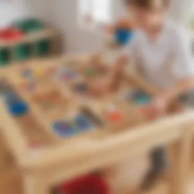 A dynamic sensory table setup showcasing various educational materials