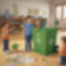 Preschoolers learning about recycling through interactive game