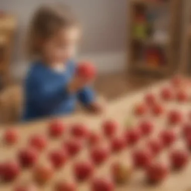 Preschooler participating in interactive apple counting exercise