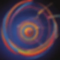 A colorful depiction of motion with arrows and moving objects
