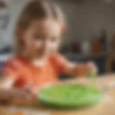 Child exploring different textures and colors of slime