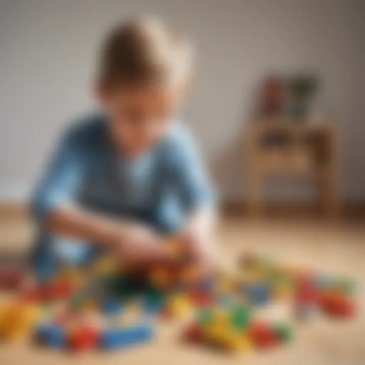 Young child engaged in construction with LEGO bricks