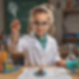 Illustration of a kindergarten child conducting a science experiment