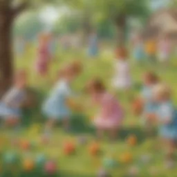 Kindergarten students playing Easter Egg Hunt game