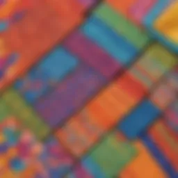 A colorful array of kite fabric materials displayed on a table.