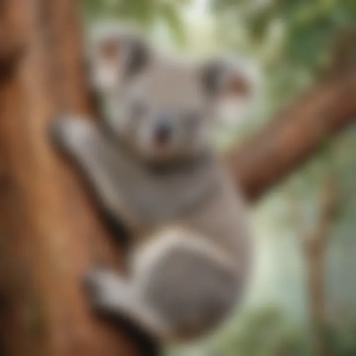 Koala Clinging to Tree