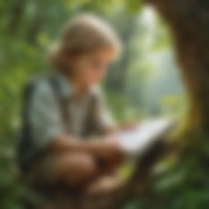 Illustration of a child observing a nature discovery