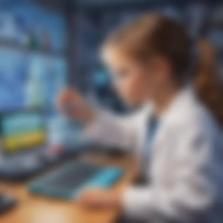 Child exploring a virtual science laboratory