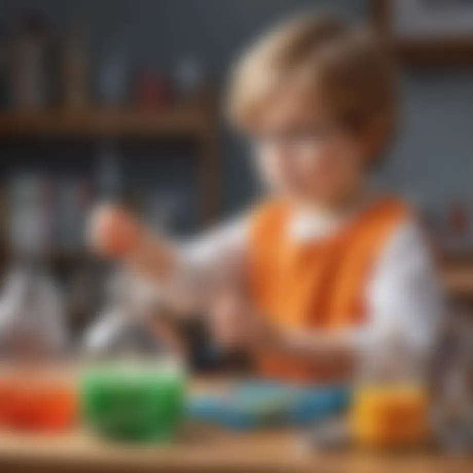 Illustration of a young child conducting a science experiment