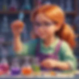Young girl conducting a colorful science experiment