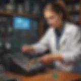 Young scientist conducting an experiment in a lab setting