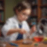 Illustration of a young child conducting a science experiment