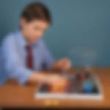 Child constructing simple electric circuit for science fair project