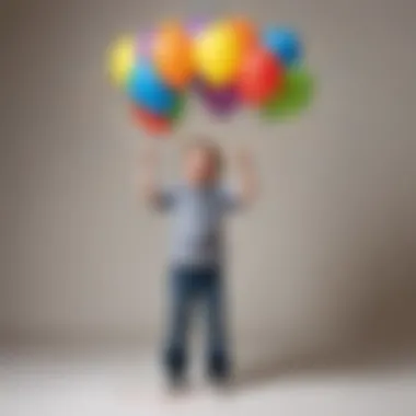 Child showcasing the effects of static electricity with balloons