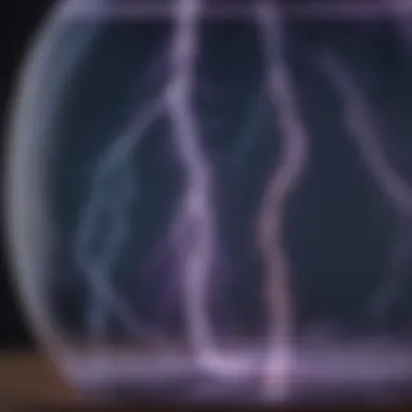 A close-up view of a jar showcasing the mesmerizing electric arcs.